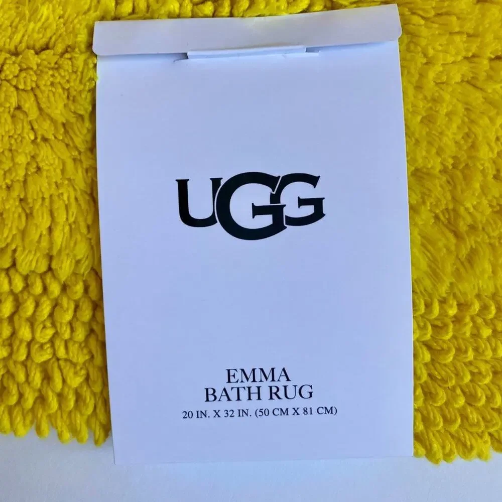 NWT UGG Emma Bath Rug Mat Cotton reversible Yellow 20x32 in